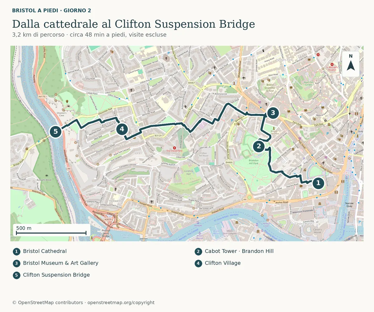 Mappa di Bristol — Giorno 2 · Clifton e i panorami