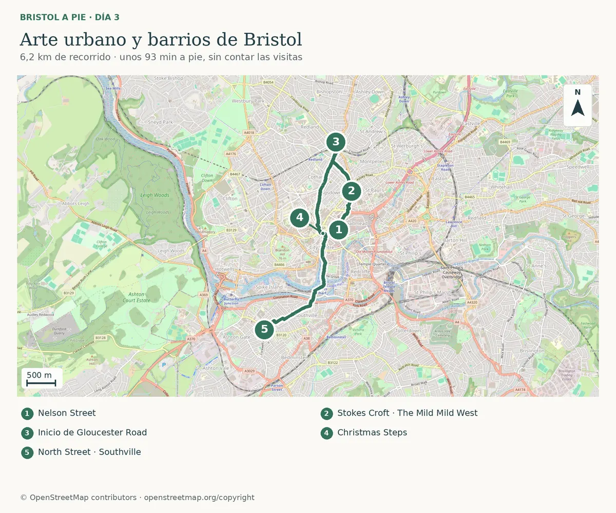 Mapa de Bristol — Día 3 · Arte urbano y barrios creativos