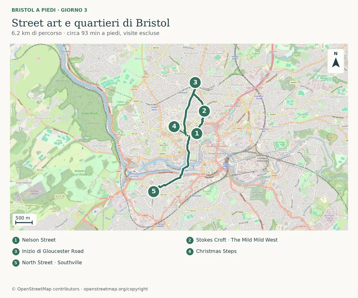 Mappa di Bristol — Giorno 3 · Street art e quartieri creativi