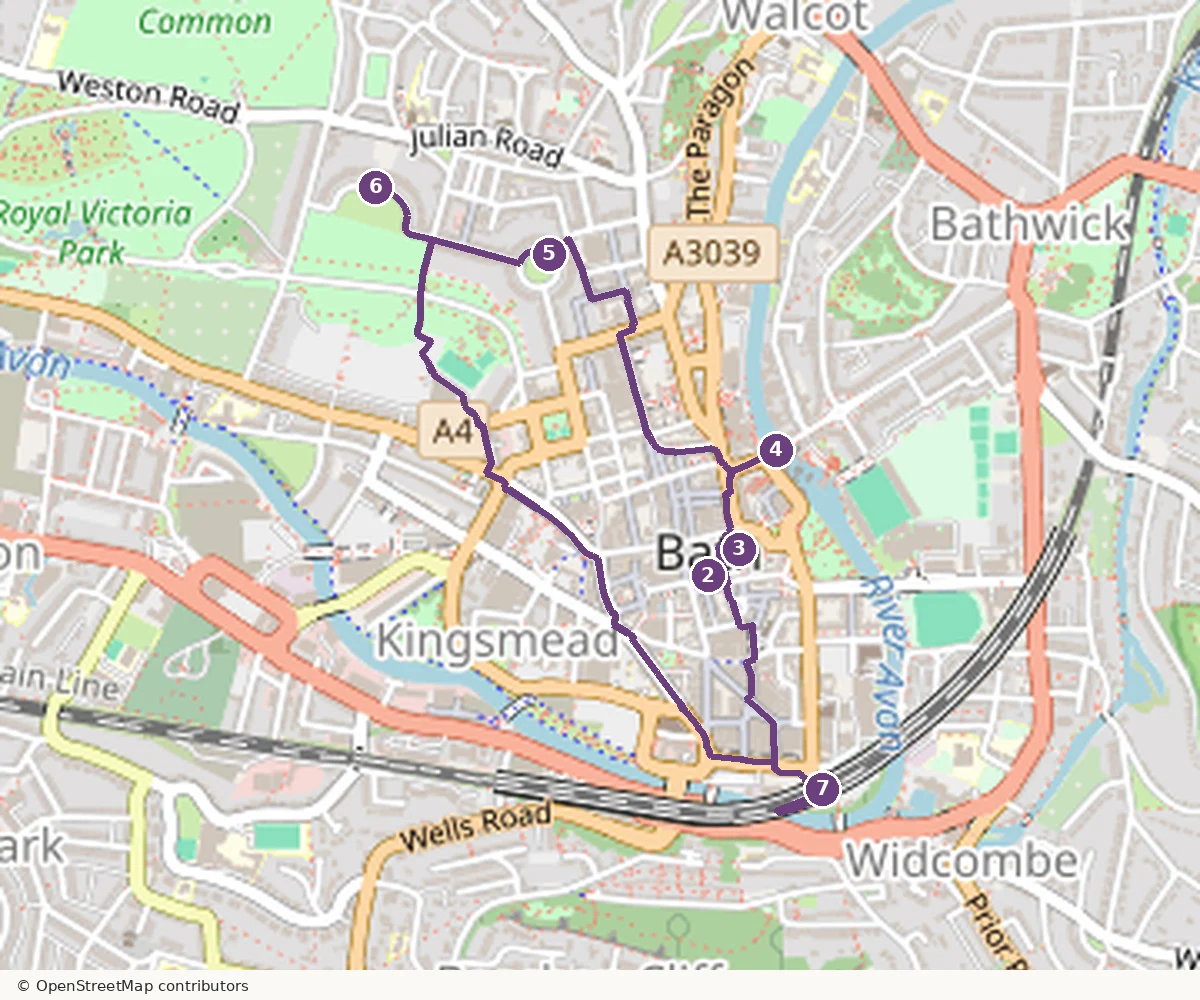 Bath Spa, Roman Baths, Bath Abbey, Pulteney Bridge, The Circus, Royal Crescent — façades, Bath Spa